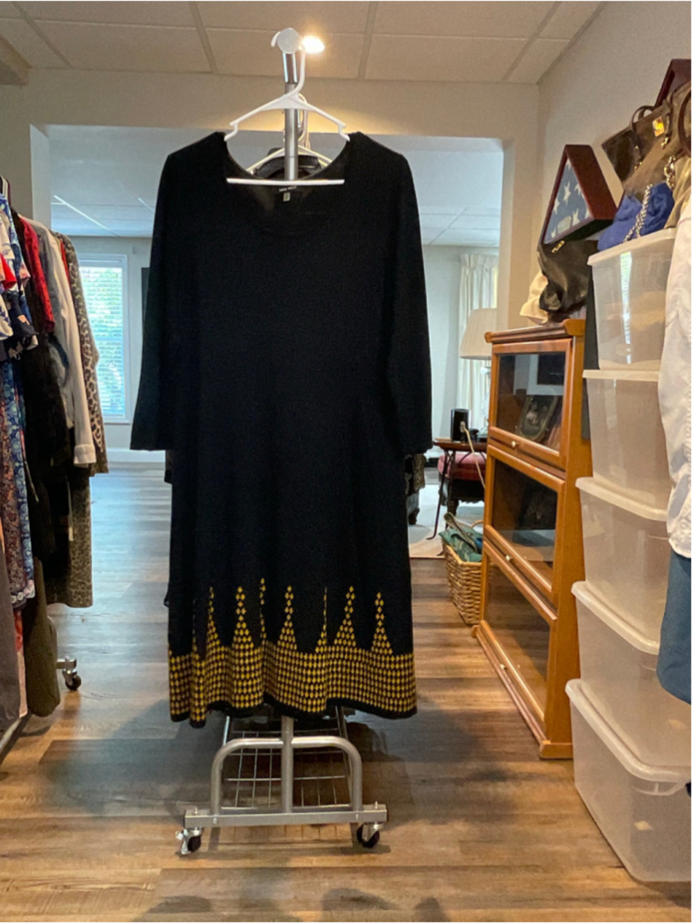 Women's Nine West Black Gold Shift Dress XL
